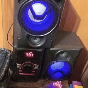 Portable Audio System with Blue LED Display